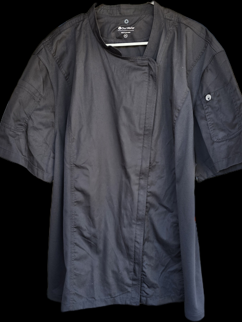 Chef Works Men's Short-Sleeve Button-Front Chef Shirt - Black